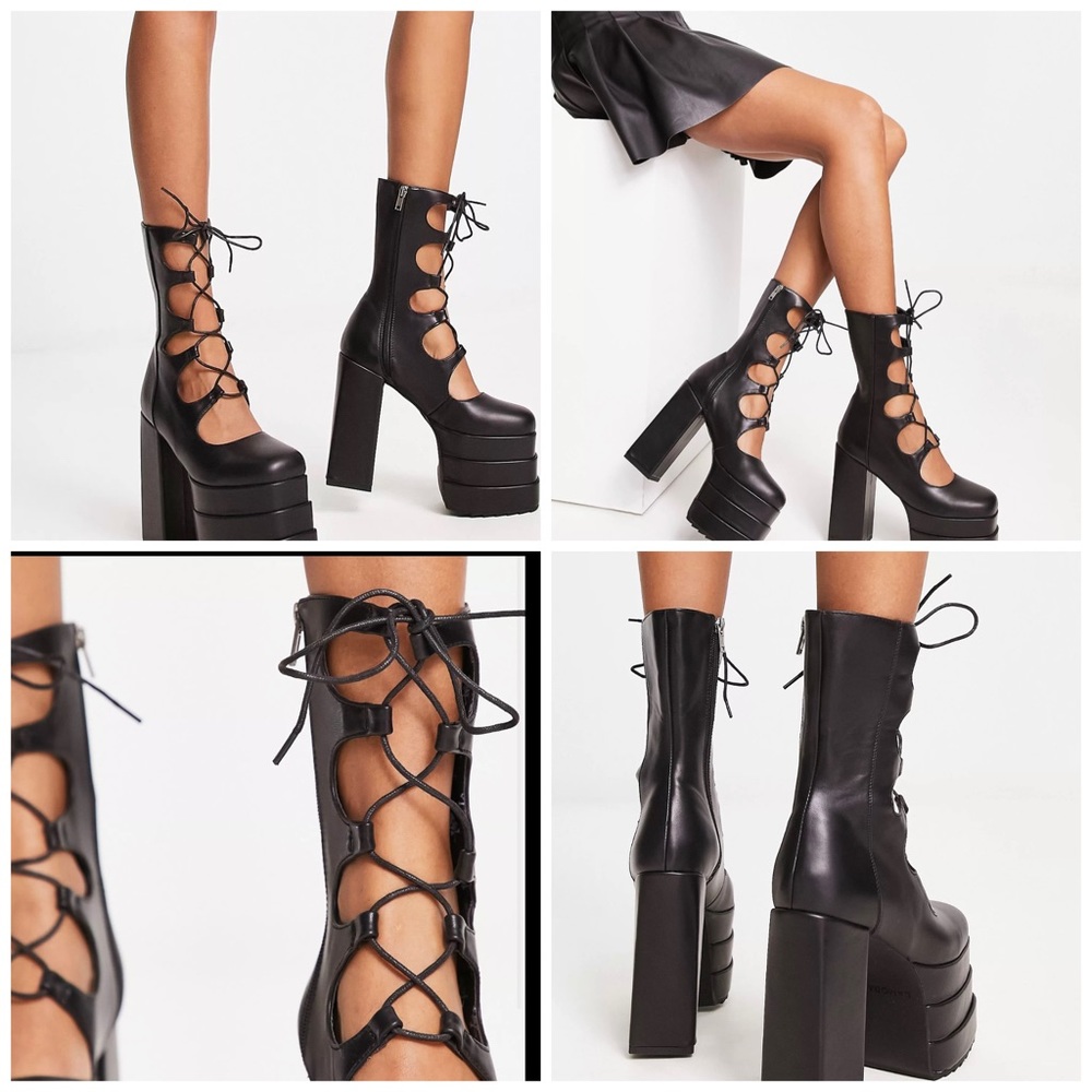 Brand New Lamoda Black Platform Shoes Size 8